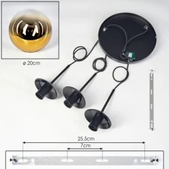 Gastor Suspension, Boule lumineuse 30 cm Or, Clair, 3 lumières
