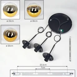 Gastor Suspension, Boule lumineuse 30 cm Or, Clair, 3 lumières