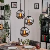 Gastor Suspension, Boule lumineuse 30 cm Chrome, Fumé, 3 lumières