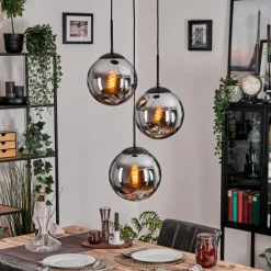 Gastor Suspension, Boule lumineuse 30 cm Chrome, Fumé, 3 lumières