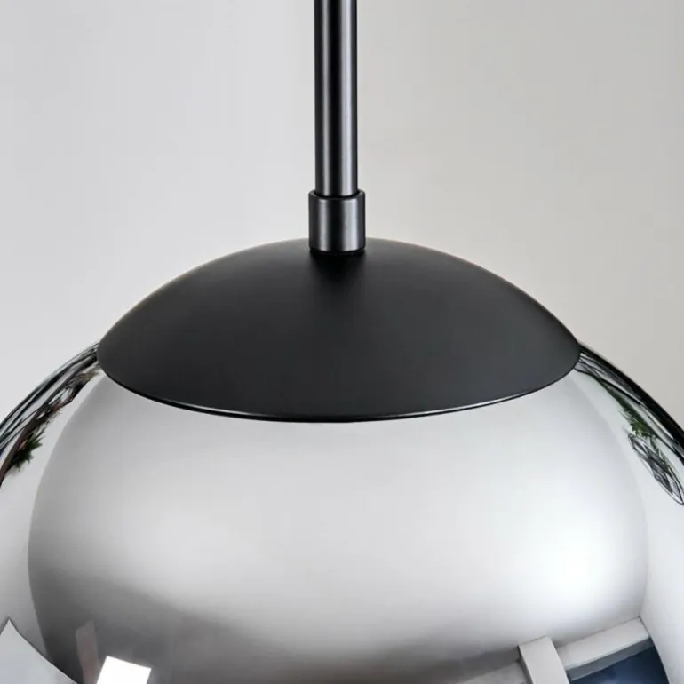 Gastor Suspension, Boule lumineuse 30 cm Chrome, Fumé, 3 lumières