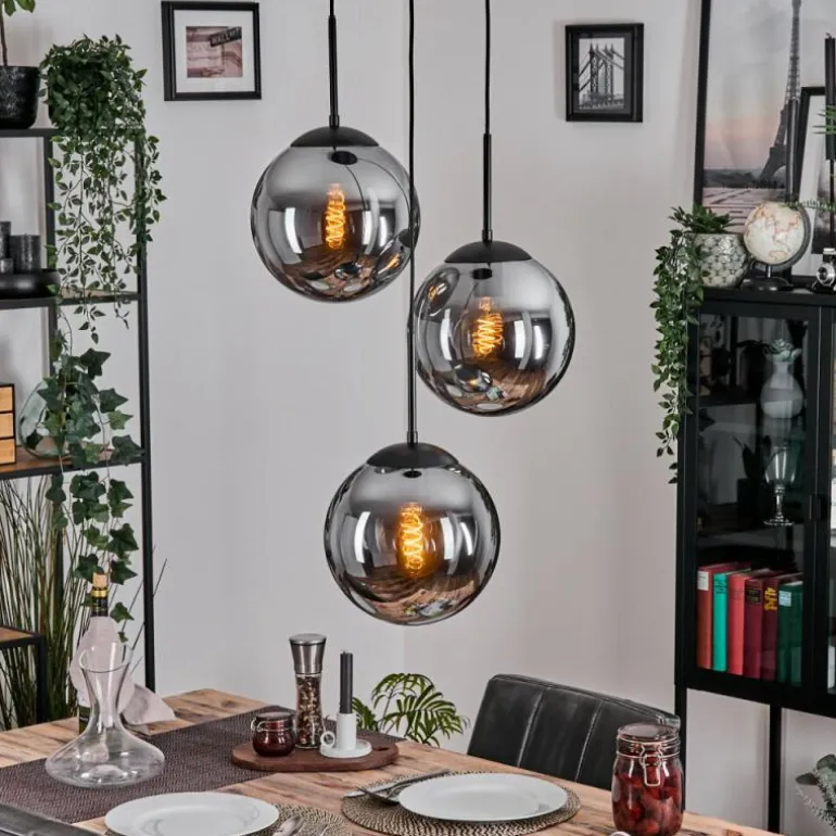 Gastor Suspension, Boule lumineuse 30 cm Fumé, 3 lumières