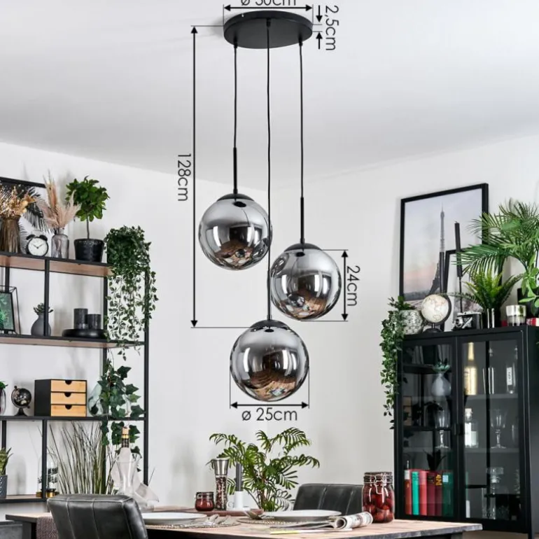 Gastor Suspension, Boule lumineuse 30 cm Fumé, 3 lumières