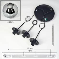 Gastor Suspension, Boule lumineuse 30 cm Fumé, 3 lumières