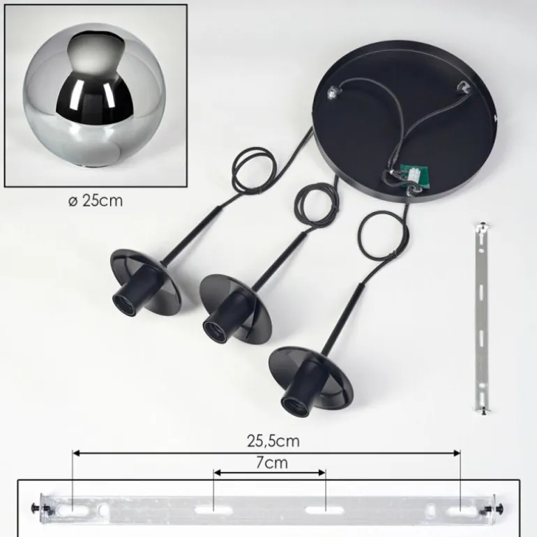Gastor Suspension, Boule lumineuse 30 cm Fumé, 3 lumières