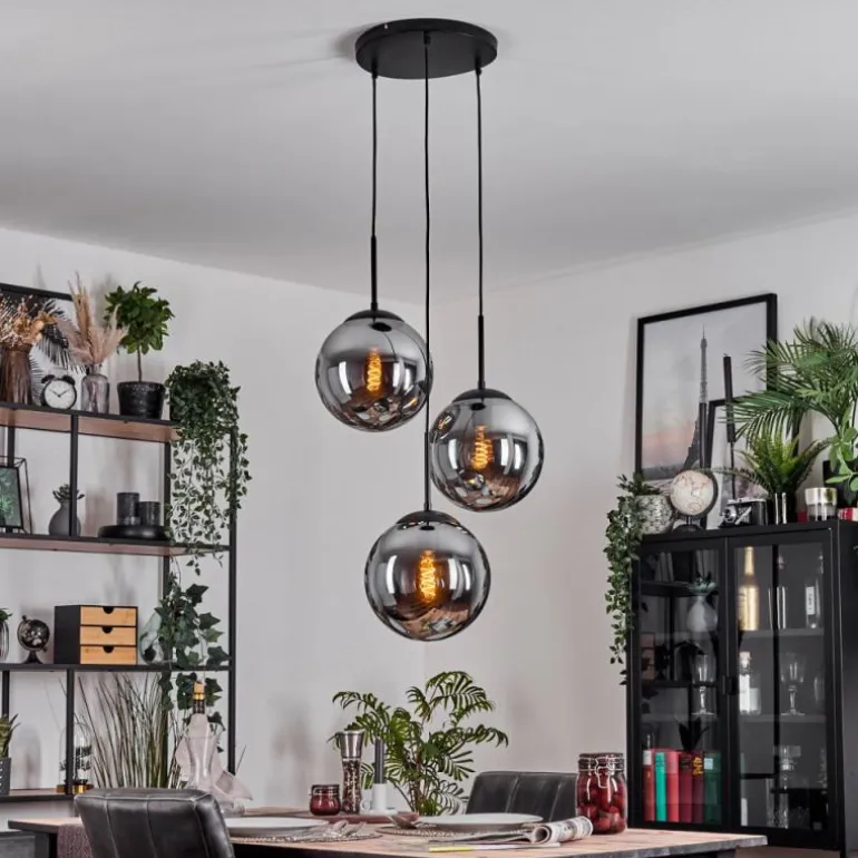 Gastor Suspension, Boule lumineuse 30 cm Fumé, 3 lumières