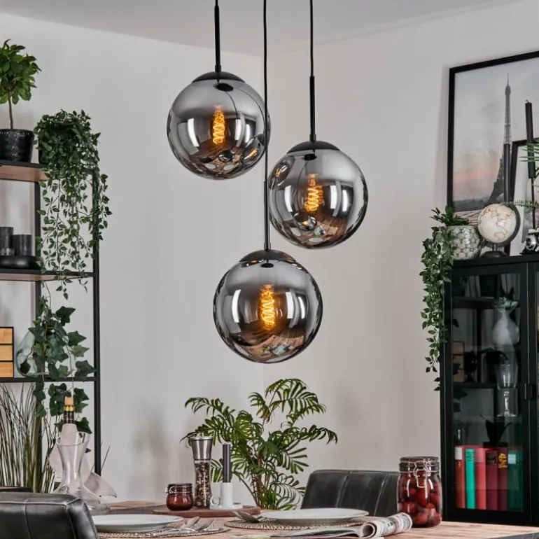 Gastor Suspension, Boule lumineuse 30 cm Fumé, 3 lumières