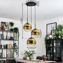Gastor Suspension, Boule lumineuse 30 cm Or, Clair, 3 lumières