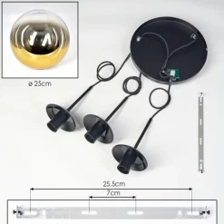 Gastor Suspension, Boule lumineuse 30 cm Or, Clair, 3 lumières