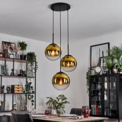 Gastor Suspension, Boule lumineuse 30 cm Or, Clair, 3 lumières