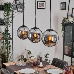 Gastor Suspension, Boule lumineuse Noir, 3 lumières