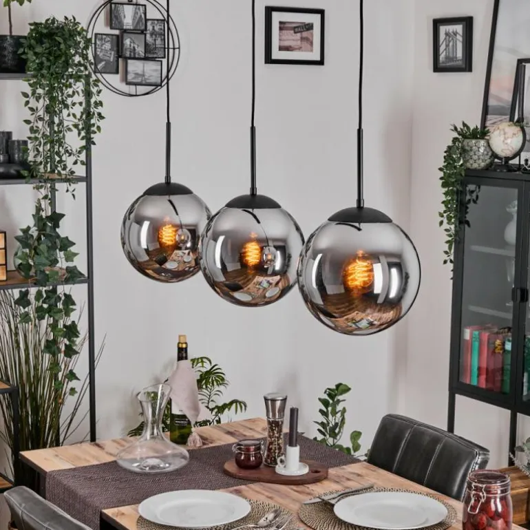 Gastor Suspension, Boule lumineuse Noir, 3 lumières