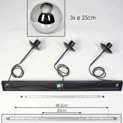 Gastor Suspension, Boule lumineuse Noir, 3 lumières