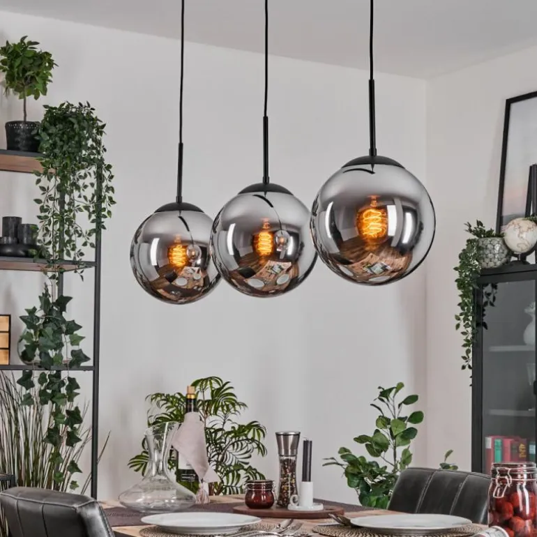 Gastor Suspension, Boule lumineuse Noir, 3 lumières