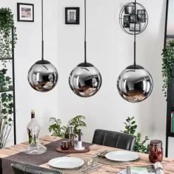Gastor Suspension, Boule lumineuse Noir, 3 lumières