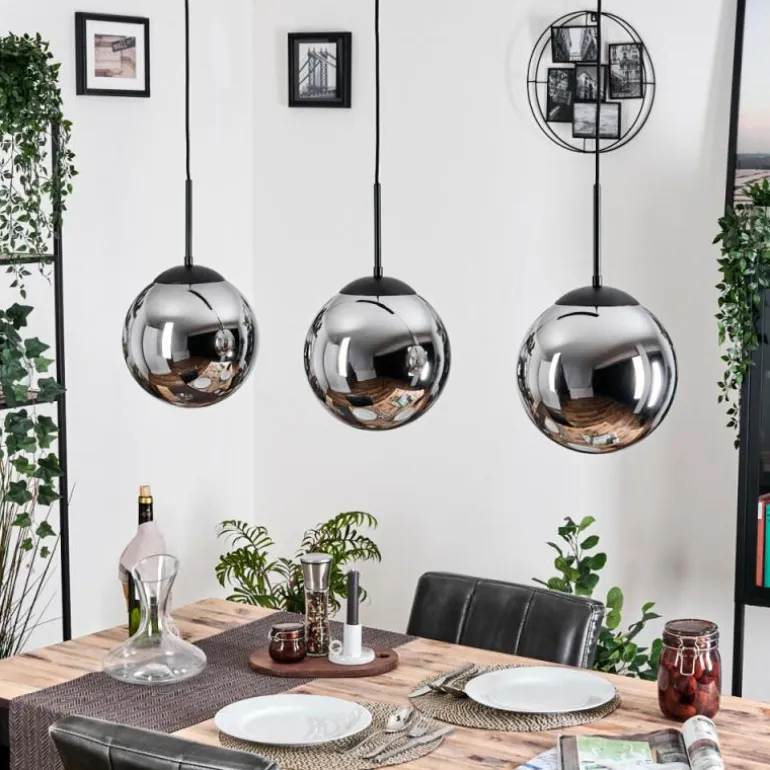 Gastor Suspension, Boule lumineuse Noir, 3 lumières