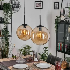 Gastor Suspension, Boule lumineuse Noir, 2 lumières