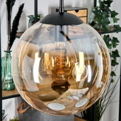 Gastor Suspension, Boule lumineuse Noir, 2 lumières