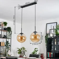 Gastor Suspension, Boule lumineuse Noir, 2 lumières