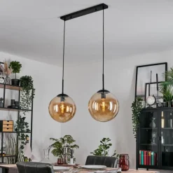 Gastor Suspension, Boule lumineuse Noir, 2 lumières