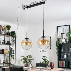Gastor Suspension, Boule lumineuse Noir, 2 lumières