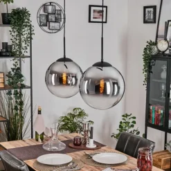 Gastor Suspension, Boule lumineuse Noir, 2 lumières