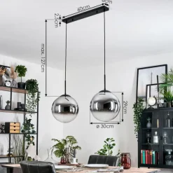 Gastor Suspension, Boule lumineuse Noir, 2 lumières