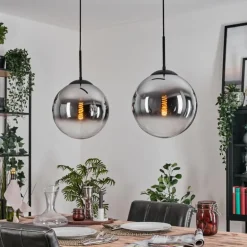 Gastor Suspension, Boule lumineuse Noir, 2 lumières