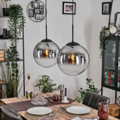 Gastor Suspension, Boule lumineuse Noir, 2 lumières
