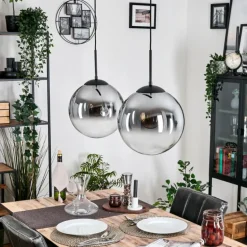 Gastor Suspension, Boule lumineuse Noir, 2 lumières