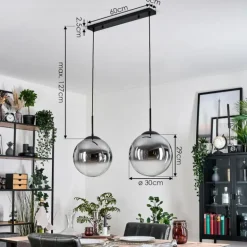 Gastor Suspension, Boule lumineuse Noir, 2 lumières
