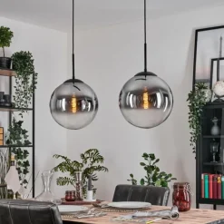 Gastor Suspension, Boule lumineuse Noir, 2 lumières