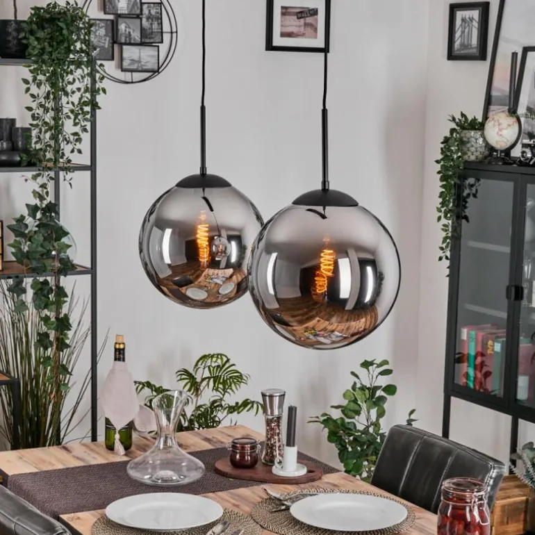 Gastor Suspension, Boule lumineuse, Suspension Noir, 2 lumières