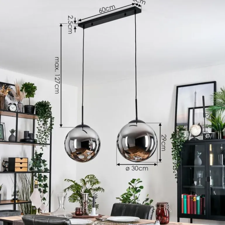 Gastor Suspension, Boule lumineuse, Suspension Noir, 2 lumières