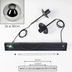 Gastor Suspension, Boule lumineuse, Suspension Noir, 2 lumières