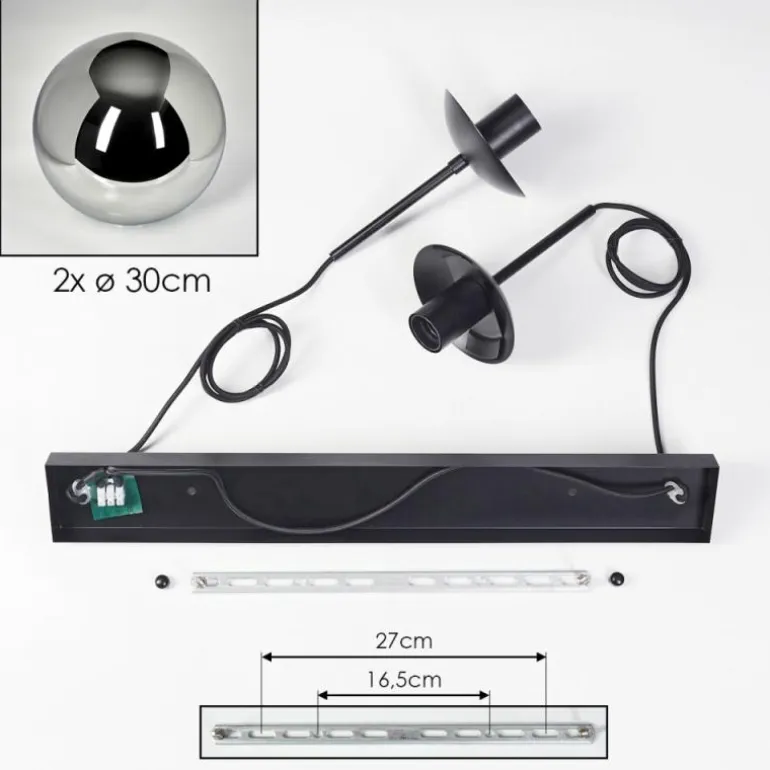 Gastor Suspension, Boule lumineuse, Suspension Noir, 2 lumières
