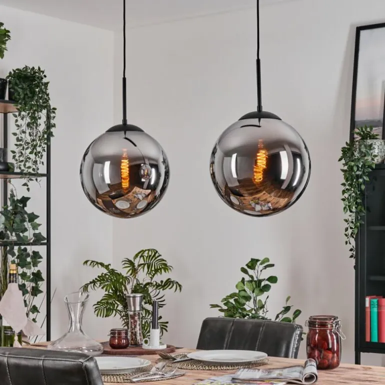 Gastor Suspension, Boule lumineuse, Suspension Noir, 2 lumières