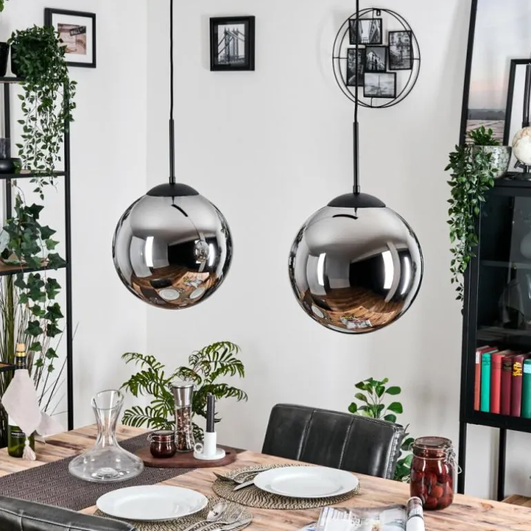 Gastor Suspension, Boule lumineuse, Suspension Noir, 2 lumières
