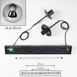 Gastor Suspension, Boule lumineuse, Suspension Noir, 2 lumières