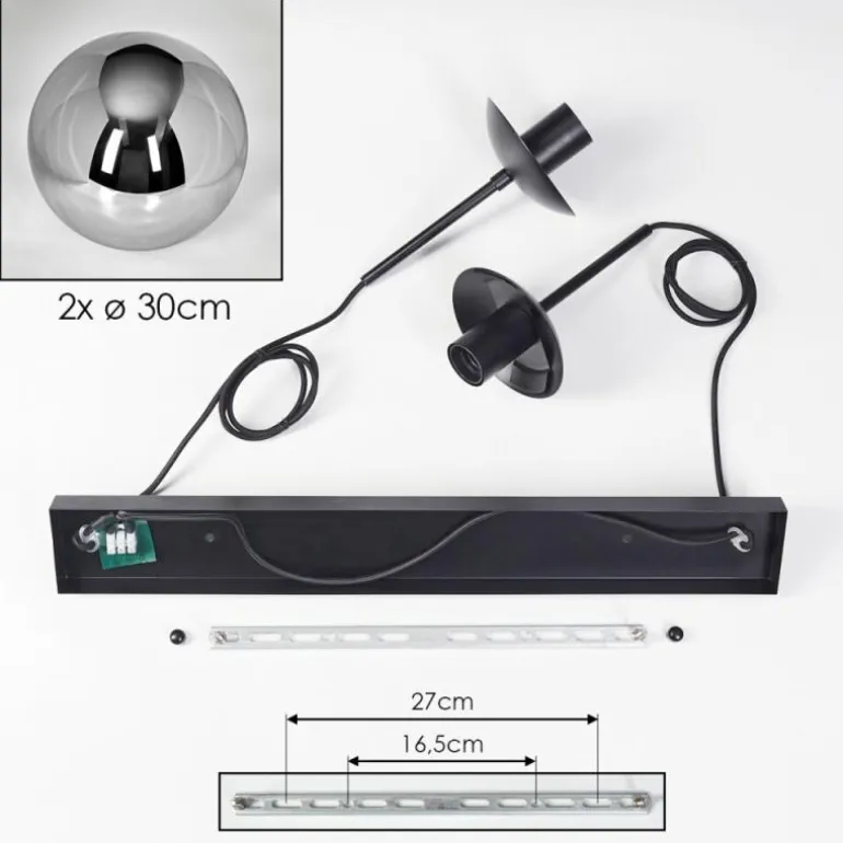 Gastor Suspension, Boule lumineuse, Suspension Noir, 2 lumières