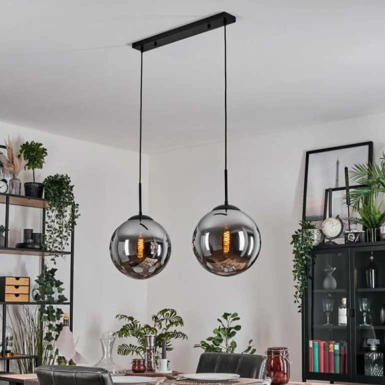 Gastor Suspension, Boule lumineuse, Suspension Noir, 2 lumières