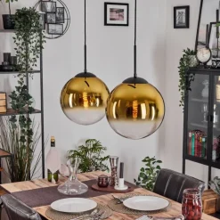 Gastor Suspension, Boule lumineuse, Suspension Or, Clair, 2 lumières