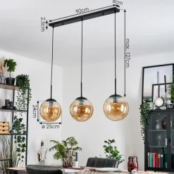 Gastor Suspension, Boule lumineuse, Suspension Ambre, 3 lumières