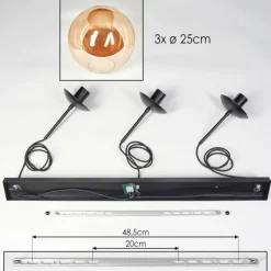 Gastor Suspension, Boule lumineuse, Suspension Ambre, 3 lumières