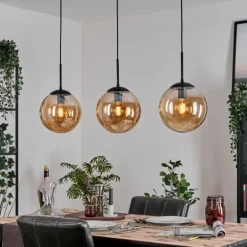 Gastor Suspension, Boule lumineuse, Suspension Ambre, 3 lumières
