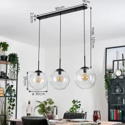 Gastor Suspension, Boule lumineuse, Suspension Clair, 3 lumières