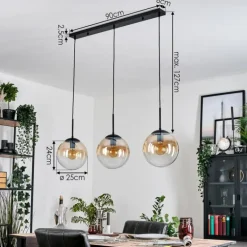 Gastor Suspension, Boule lumineuse, Suspension Ambre, Clair, 3 lumières