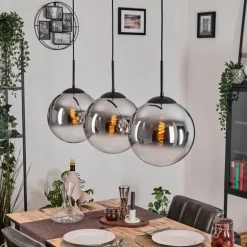 Gastor Suspension, Boule lumineuse, Suspension Chrome, Clair, Fumé, 3 lumières