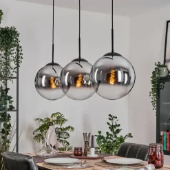 Gastor Suspension, Boule lumineuse, Suspension Chrome, Clair, Fumé, 3 lumières