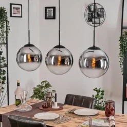 Gastor Suspension, Boule lumineuse, Suspension Chrome, Clair, Fumé, 3 lumières